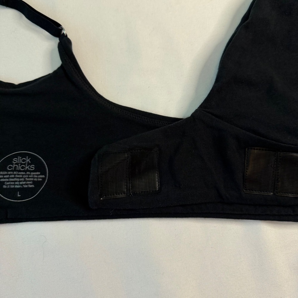 Slick Chicks Front Fastening Adaptive Bralette Black Large Wireless Cotton Blend - Picture 13 of 13